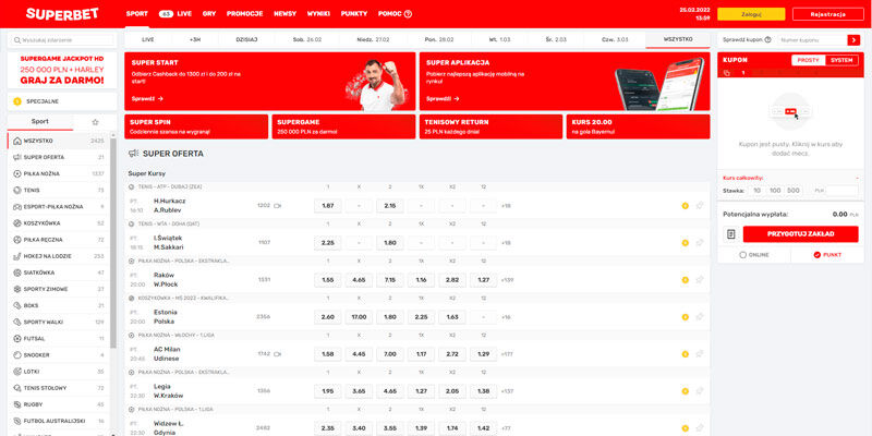 nowy bukmacher Superbet Polska strona główna